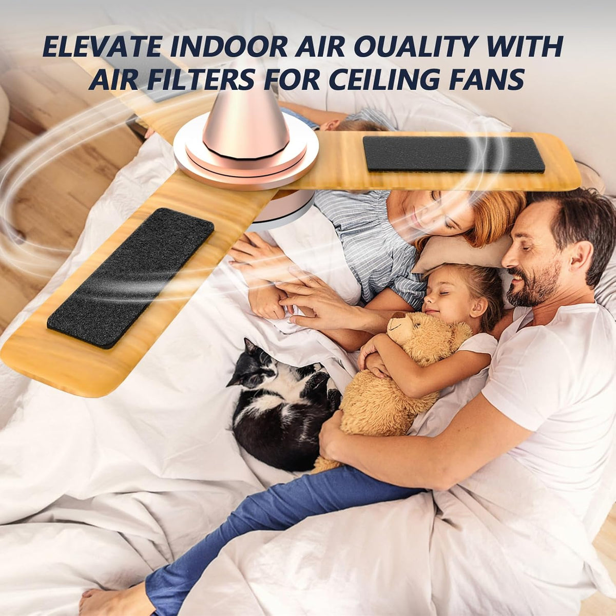 Ceiling Fan Filters for Blades, Carbon Air Purifier Pads, 5 Pack