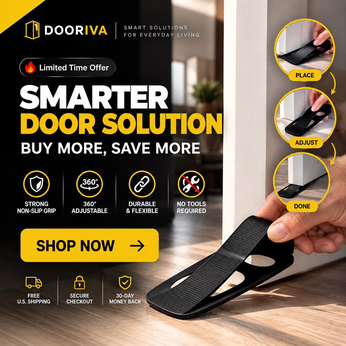 360° Flexible Door Stopper | Heavy Duty Door Holder