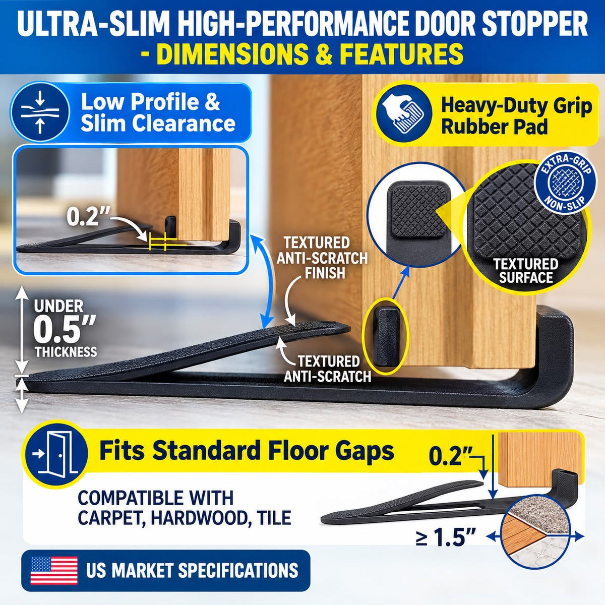 360° Flexible Door Stopper | Heavy Duty Door Holder